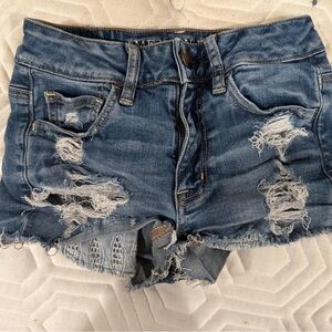 American Eagle Outfitters Blue Distressed Jean Shorts